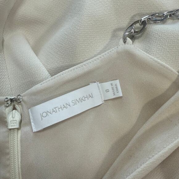 Simkhai Mini Dress Ellis embellished crêpe in Cream Cut Out Chain Straps Size 0 - Picture 9 of 11